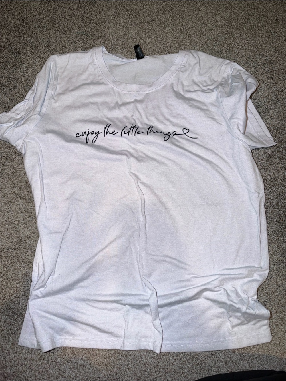 SHEIN White Graphic 'enjoy the little things' Short Sleeve Tee